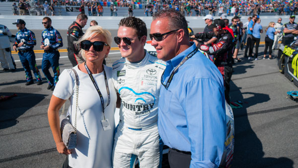 Gray Gaulding and Parents at the Daytona 500 2018